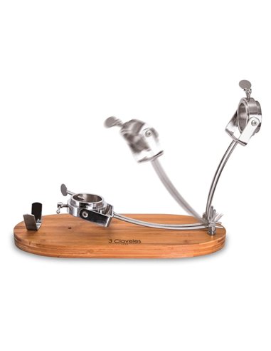 Soporte Jamonero Giratorio Plegable 3 Claveles – Bambú y Acero Inoxidable