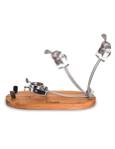 Soporte Jamonero Giratorio Plegable 3 Claveles – Bambú y Acero Inoxidable