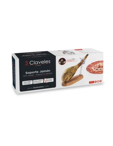 Soporte Jamonero Giratorio Plegable 3 Claveles – Bambú y Acero Inoxidable