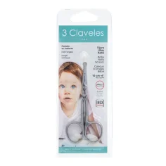 Tijera Bebé Curva Inox Forjada 3 Claveles – Puntas Redondeadas 