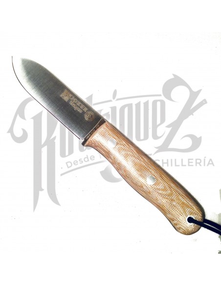 CUCHILLO TRAMPERO PUÑO MICARTA CANVAS BEIGE C/ PEDERNAL , H/10 CM (CM113-1)