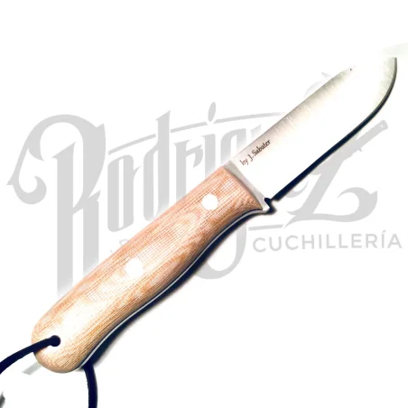 CUCHILLO TRAMPERO PUÑO MICARTA CANVAS BEIGE C/ PEDERNAL , H/10 CM (CM113-1)
