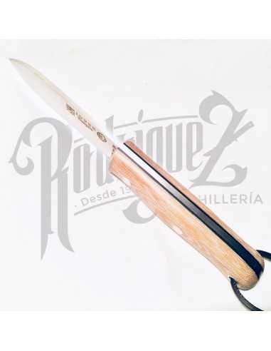 CUCHILLO TRAMPERO PUÑO MICARTA CANVAS BEIGE C/ PEDERNAL , H/10 CM (CM113-1)