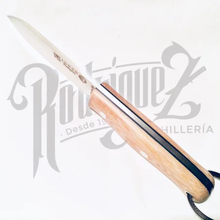 CUCHILLO TRAMPERO PUÑO MICARTA CANVAS BEIGE C/ PEDERNAL , H/10 CM (CM113-1)