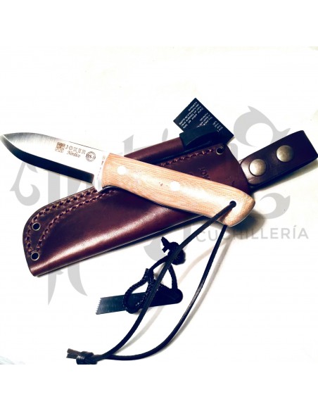 CUCHILLO NORDICO PUÑO MICARTA CANVAS BEIGE C/PEDERNAL H/10 CM (CM115-1)