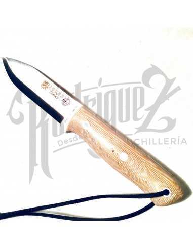 CUCHILLO NORDICO PUÑO MICARTA CANVAS BEIGE C/PEDERNAL H/10 CM (CM115-1)