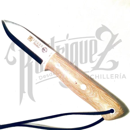 CUCHILLO NORDICO PUÑO MICARTA CANVAS BEIGE C/PEDERNAL H/10 CM (CM115-1)