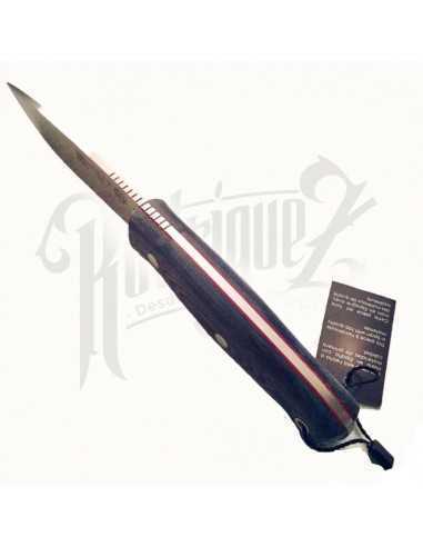 CUCHILLO LYNX PUÑO MICARTA CANVAS NEGRO C/ PEDERNAL H/10.5 CM (CM111-1)