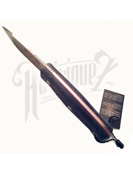 CUCHILLO LYNX PUÑO MICARTA CANVAS NEGRO C/ PEDERNAL H/10.5 CM (CM111-1)