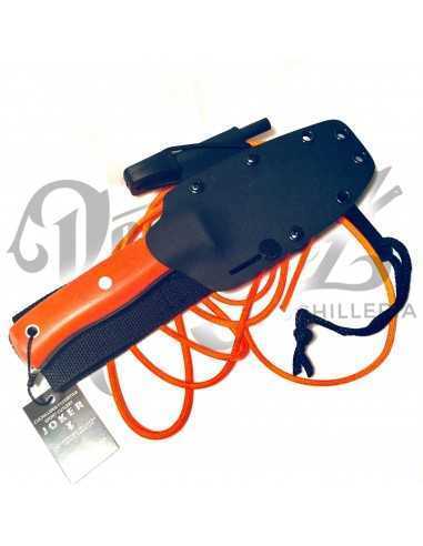 CUCHILLO LYNX PUÑO MICARTA NARANJA F/KYDEX C/ PEDERNAL H/10.5 CM (CN111-3)