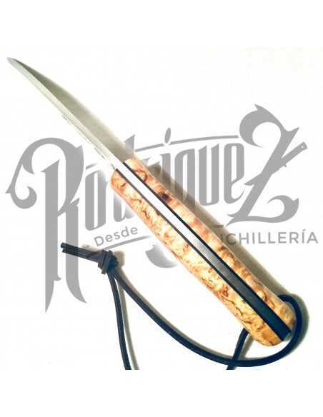 CUCHILLO NORDICO PUÑO ABEDUL RIZADO H/10 CM (CL115)