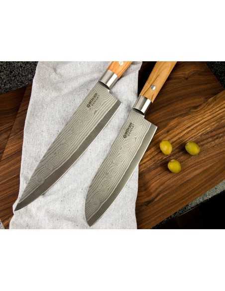 Juego de 7 Cuchillos  Boker Damasco Olivo