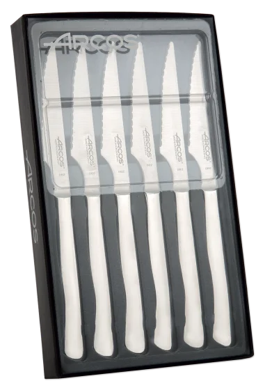 Jgo. 6 Cuchillo Mesa Chuletero perlado ARCOS 3755