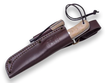 CUCHILLO TRAMPERO PUÑO MICARTA CANVAS BEIGE C/ PEDERNAL MICARTA , H/10 CM (CM113-P)