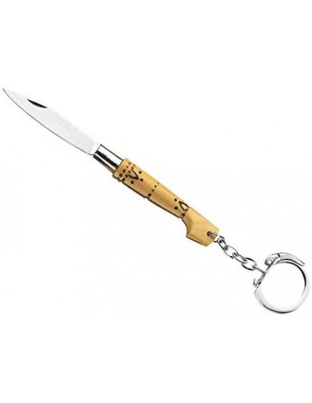 Navaja Llavero Nontron con hoja de 4 cm y mango de Boj grabado en madera