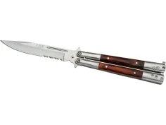 NAVAJA ABANICO PUÑO INOX - MADERA ROJA Y HOJA DE 10 CM