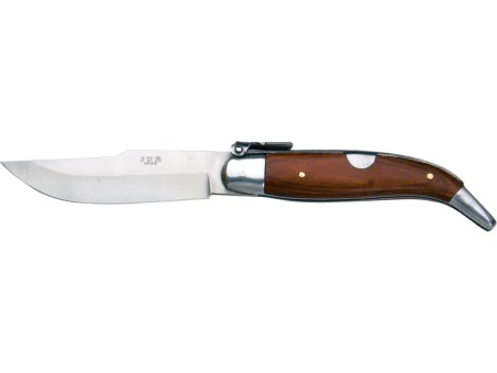 NAVAJA ALBACETEÑA CON VIROLA DE ALUMINIO Y CACHAS DE MADERA ROJA 8 CM.
