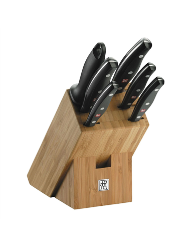 Taco de cuchillos madera natural, 7 pzas. TWIN® Pollux