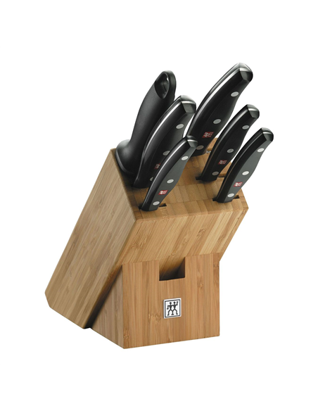 Taco de cuchillos madera natural, 7 pzas. TWIN® Pollux
