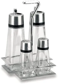 Vinagrera Cuadrada HiperLux 4 Piezas Con Soporte Lacor 62465