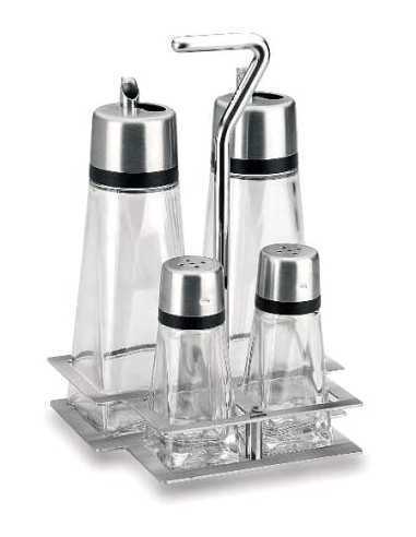 Vinagrera Cuadrada HiperLux 4 Piezas Con Soporte Lacor  62465