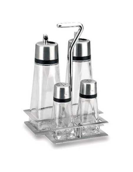 Vinagrera Cuadrada HiperLux 4 Piezas Con Soporte Lacor  62465