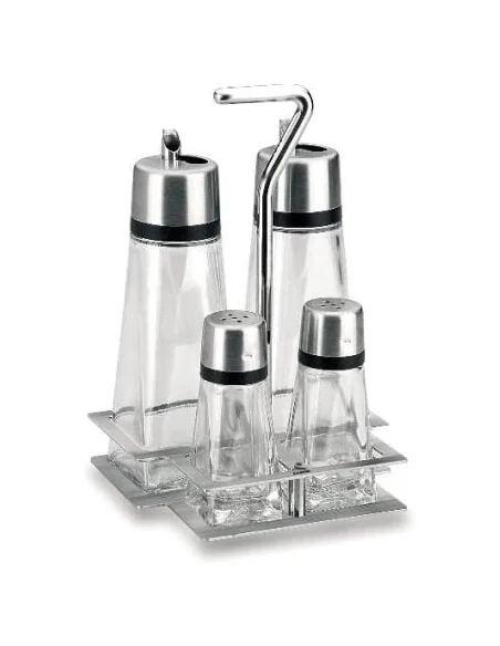 Vinagrera Cuadrada HiperLux 4 Piezas Con Soporte Lacor 62465