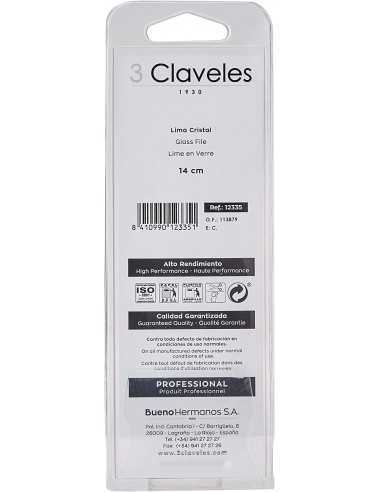 Lima de cristal 14 cm esterilizable 1 cara 3 Claveles 12335