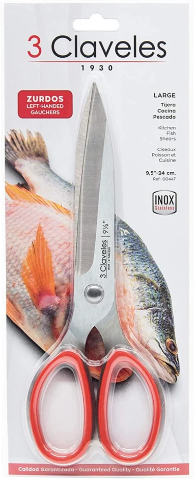 Tijera de Cocina - Pescado, para zurdos - LARGE 24 cm – 9,5” 3 Claveles 00447