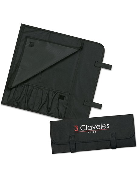 Estuche Profesional Porta Cuchillos, Lona Rígida Lavable, hasta 6 Piezas 3 Claveles 01682