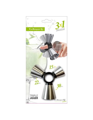 Medidor Triple Acero Inoxidable Vin Bouquet FIK 146