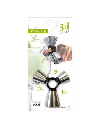 Medidor Triple Acero Inoxidable Vin Bouquet FIK 146