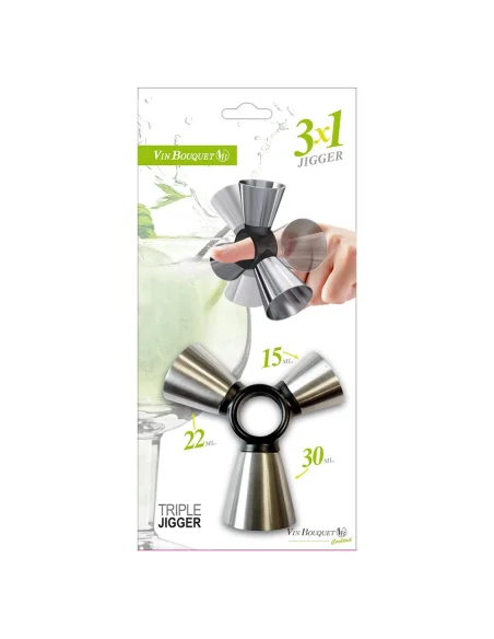 Medidor Triple Acero Inoxidable Vin Bouquet FIK 146